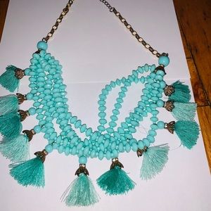 Aqua Green Blue statement necklace